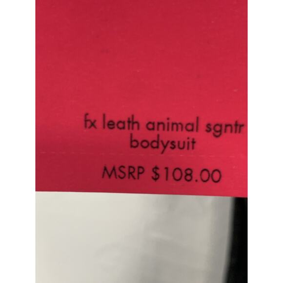 Commando Bodysuit Womens Small Black Faux Leather Animal Embossed Sleeveless New - Picture 7 of 7